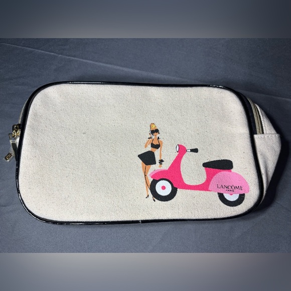 Lancome Handbags - Lancôme Black Logo Cosmetic Pouch Dual Compartment NWOT